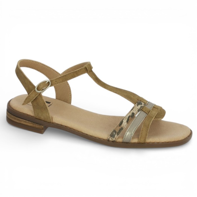 Sandale femme brides fines biscuit léopard 42, 43, 44, 45 femme géo reino , vue profil