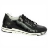 R6716-02 Baskets Remonte vernis noir grande taille femme Shoesissime, vue coté