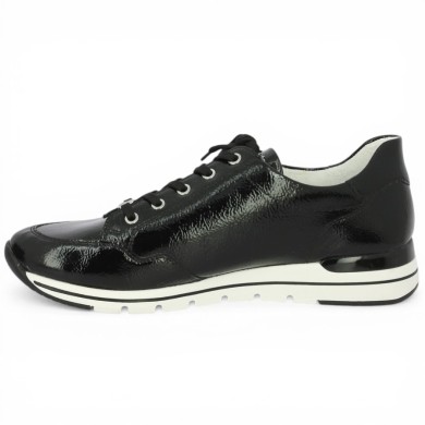 Baskets chic grande taille femme Remonte vernis noir , vue intérieure
