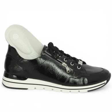 Sneakers chic vernis noir femme 42, 43, 44, 45, vue détails