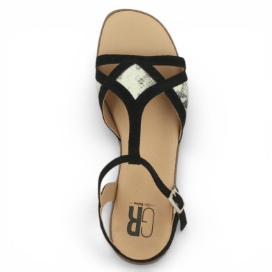 Sandale plate femme noir et serpent Géo Reino grande taille femme Shoesissime, vue dessus