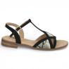 Sandale plate femme noir et serpent Géo Reino grande pointure femme Shoesissime, vue profil