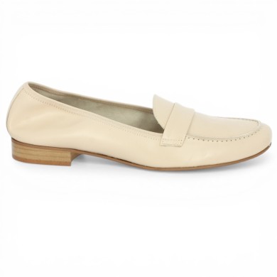 Vanda - Moccasin bout rond souple cuir beige - Moccasin grande taille femme - Shoesissime