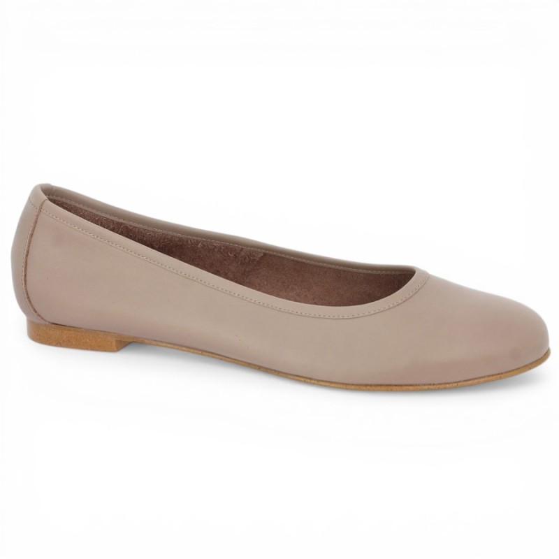 Louisa - Ballerinas in nude pink leather 42, 43, 44, 45 - Chaussures grandes tailles - Shoesissime