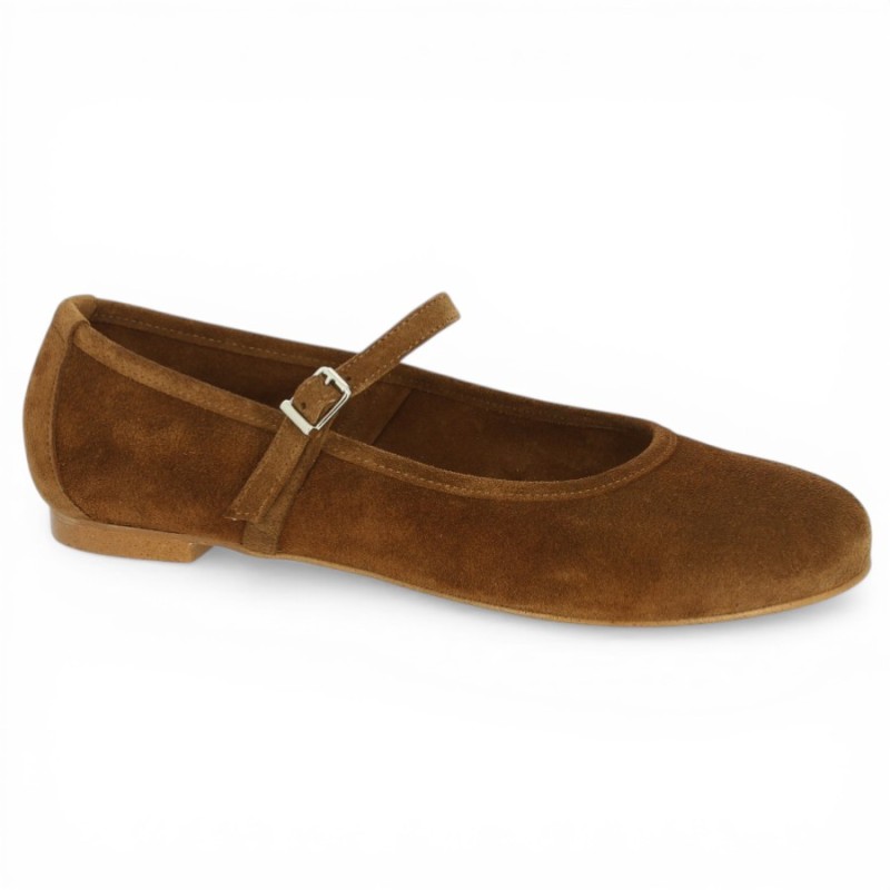 Brigitte - Camel 42, 43, 44, 45 - Ballerinas with large straps - Shoesissime