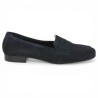 mocassin bleu marine velours grande taille femme Shoesissime, vue coté