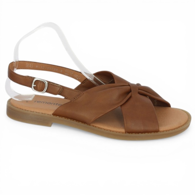 D3674-24 Sandale Remonte plate camel 42, 43, 44, 45 femme Shoesissime, vue profil