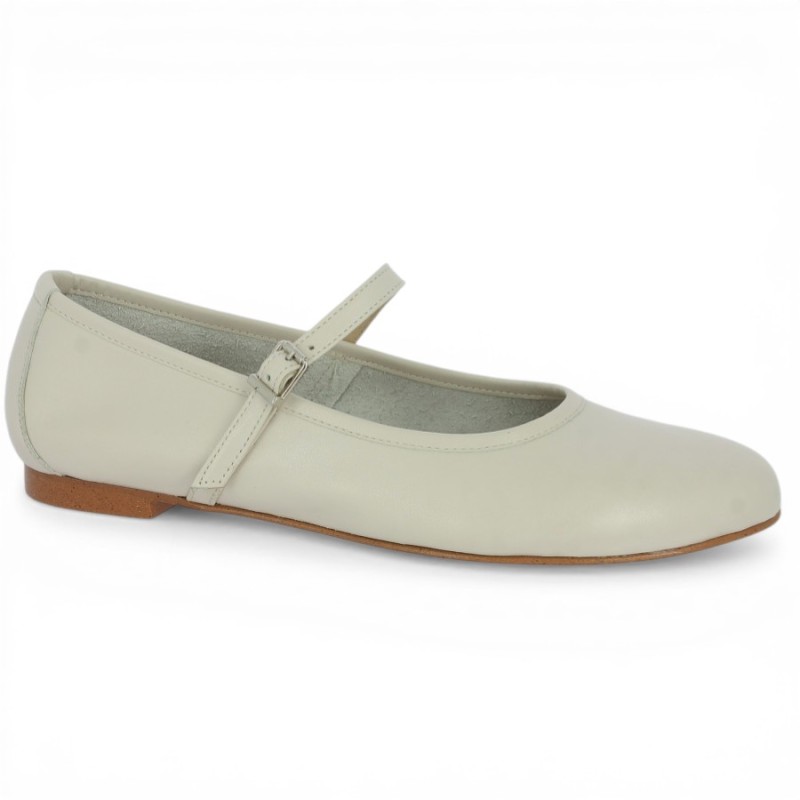 babies écru femme grande taille cuir Shoesissime, vue profil
