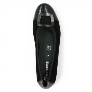 D0K12-02 ballerine noire plaque Remonte grande pointure Shoesissime, vue dessus