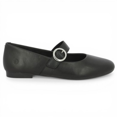 D0K14-00 Ballerine noire bride à scratch grande taille Remonte Shoesissime, vue coté