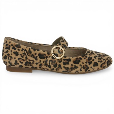 D0K14-90 Ballerine Léopard à bride Remonte grande pointure Shoesissime, vue coté