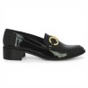 Aurore - Black patent loafer with gold chain - Moccasins grande taille - Shoesissime