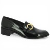 mocassin cuir vernis noir et chaine dorée femme 42, 43, 44, 45 Shoesissime, vue profil