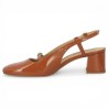 Anouk - Escarpin sling back vernis marron camel - Babies large size - Shoesissime