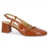 Anouk - Escarpin sling back vernis marron camel - Babies large size - Shoesissime