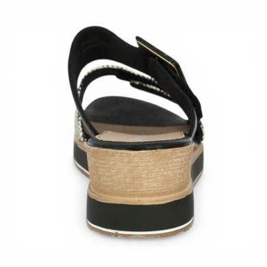 D6463-03 Mule noire réglable à talon compensé grande pointure Shoesissime, vue arrière