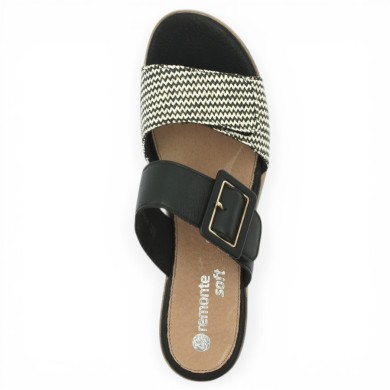 D6463-03 Sandale Remonte noire réglable à talon compensé grande taille Shoesissime, vue dessus