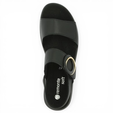 D1J63-00 Sandale noire réglable Remonte 42, 43, 44, 45 Shoesissime, vue dessus