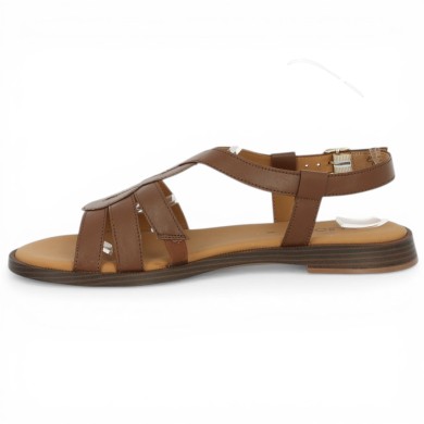 Sandale cuir camel plate femme grande taille Shoesissime, vue intérieure