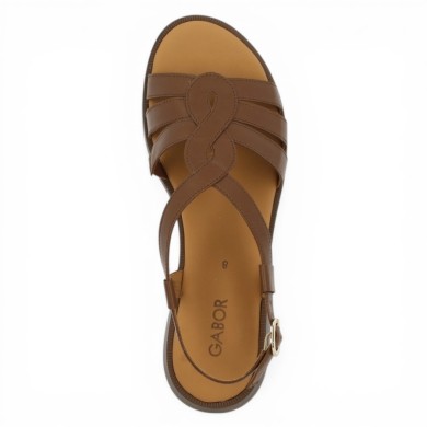85.500.28 sandale plate Gabor 8, 8.5, 9, 9.5 cuir camel Shoesissime, vue coté
