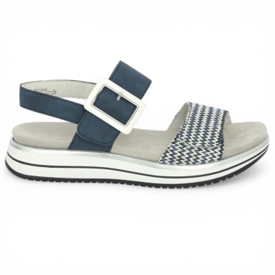 D1J53-14 Sandale bleu à scratch Remonte grande taille Shoesissime, vue coté