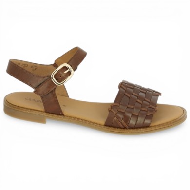 85.514.24 Sandale cuir camel Gabor tressé 42, 42.5, 43, 44 Shoesissime, vue profil