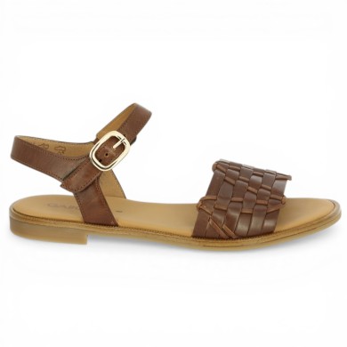 85.514.24 Sandale cuir camel Gabor tressé grande taille femme Shoesissime, vue coté