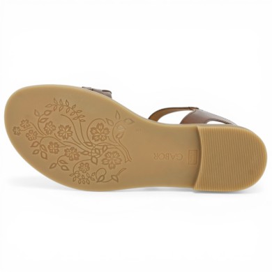 85.514.24 - Nu-pieds camel plat élégant - Sandale plate Gabor 8, 8.5, 9, 9.5 - Shoesissime