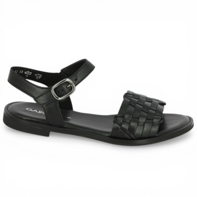 85.514.27 Sandale plate noire femme Gabor 8, 8.5, 9, 9.5 Shoesissime, vue profil
