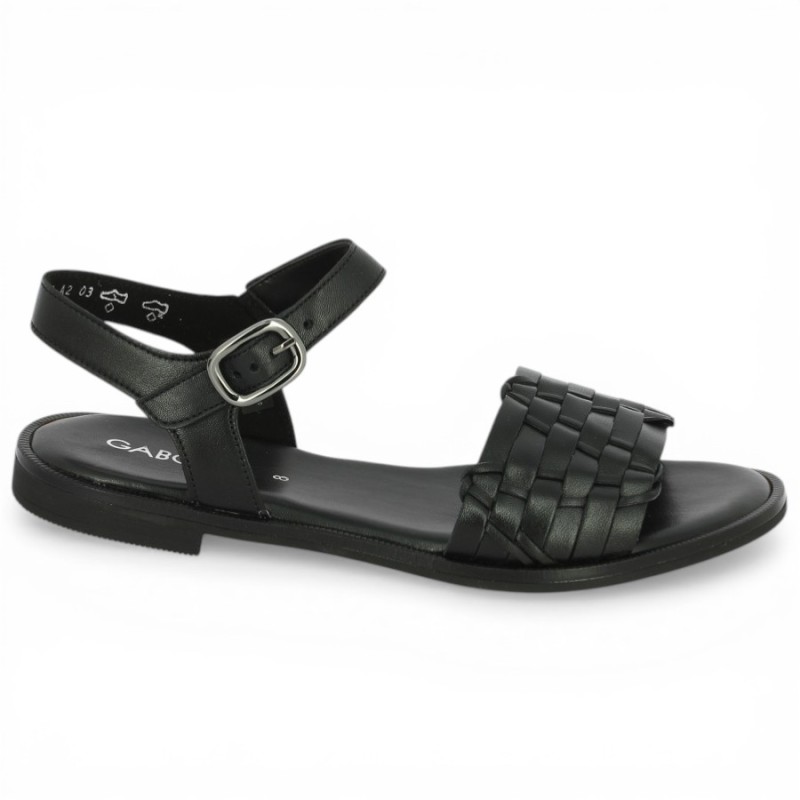 85.514.27 Sandale plate noire femme Gabor 8, 8.5, 9, 9.5 Shoesissime, vue profil