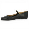 Amara - Black leather and patent ballerina with strap - Babies noires grande taille - Shoesissime