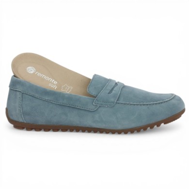 mocassin grande taille femme semelle amovible velours bleu Shoesissime, vue détails