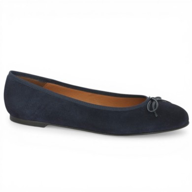Ballerine velours bleu marine 42, 43, 44, 45, 46 Shoesissime, vue profil