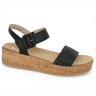 D1N56-00 Sandale compensée Remonte bande tressée 42, 43, 44, 45 Shoesissime, vue profil