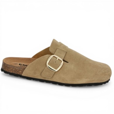 Mule sabot beige femme grande taille Shoesissime, vue profil