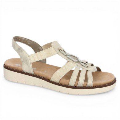 D2041-90 Sandale plate confort dorée Remonte 42, 43, 44, 45, vue profil