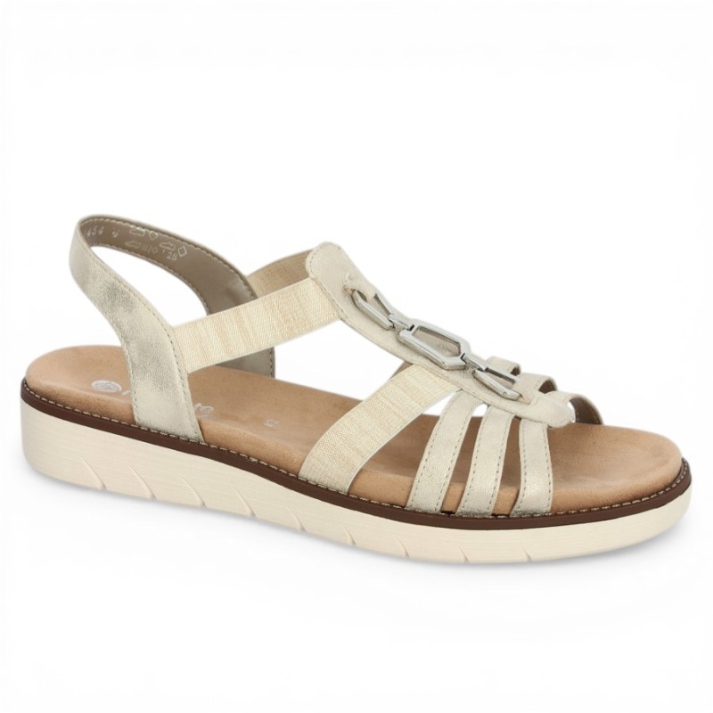 D2041-90 Sandale plate confort dorée Remonte 42, 43, 44, 45, vue profil