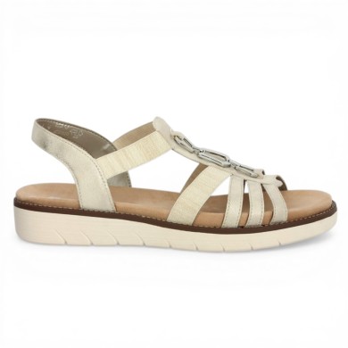 D2041-90 Sandale plate confort dorée Remonte grande taille femme, vue profil