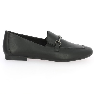D0K13-00 Mocassin cuir noir à chaine Remonte 42, 43, 44, 45 Femme, vue coté