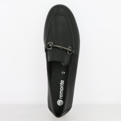 Mocassin cuir noir femme à chaine grande taille confort Remonte Femme, vue dessus
