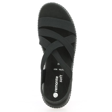 D3L52-00 Sandale toute noire femme grande pointure Remonte Shoesissime, vue dessus