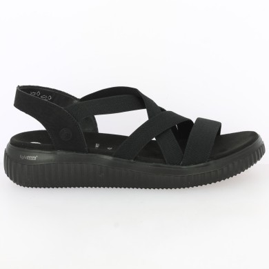 D3L52-00 Sandale toute noire femme grande taille Remonte Shoesissime, vue coté