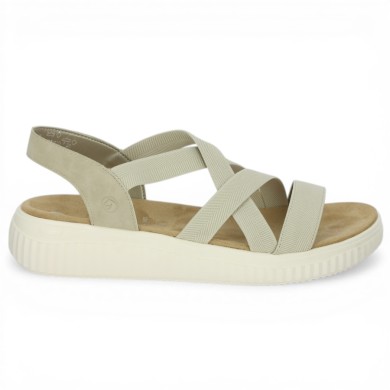 Sandale beige Remonte brides élastiques femme 42, 43, 44, 45 Shoesissime, vue coté