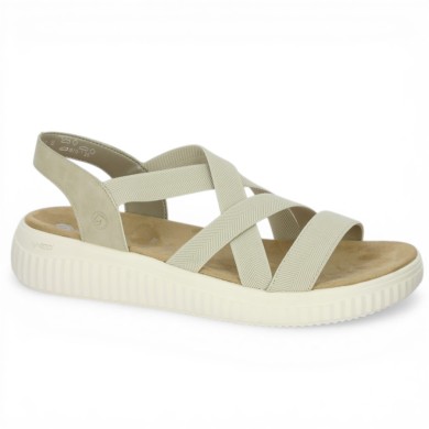 Sandale beige Remonte brides élastiques grande taille femme Shoesissime, vue profil