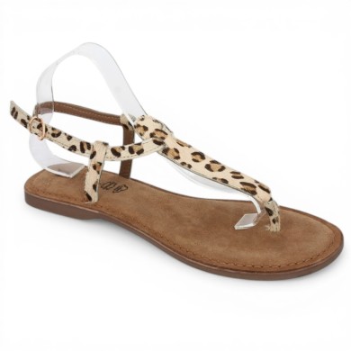 Ibiza - Half sandal, half leopard hair flip-flop - Nu-pieds femme 42, 43, 44, 45 - Shoesissime