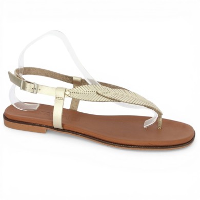 tong dorée feuille 42, 43, 44, 45 Shoesissime, vue coté