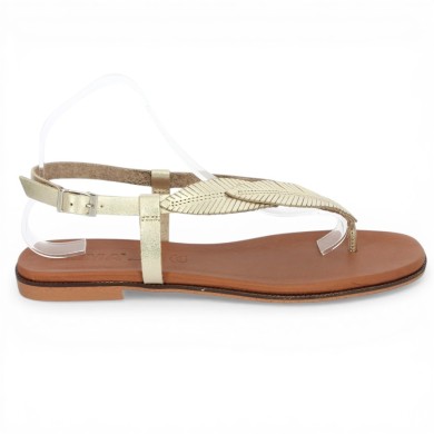 Plume - Closed flip-flop in gold with Greek look - Women's large size flip-flops - Shoesissime