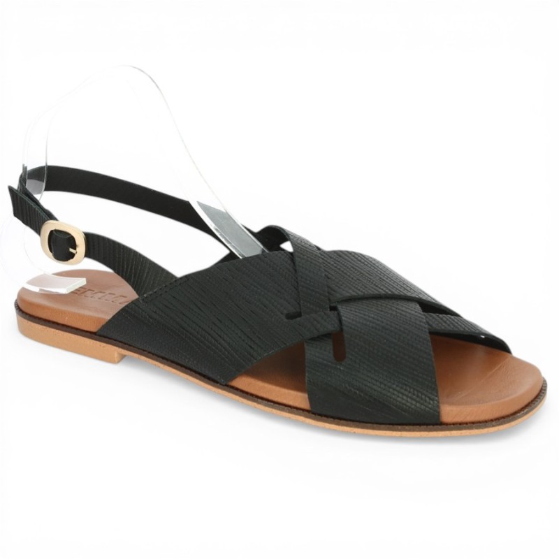 Sandale noire couvrante femme 42, 43, 44, 45 Shoesissime, vue profil