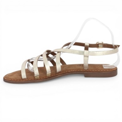 Nisha Doré - Sandal with thin golden straps - Barefoot women large size - Shoesissime