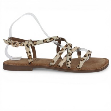 Nisha - Flat sandal with thin leopard straps - Sandale femme 42, 43, 44, 45 - Shoesissime
